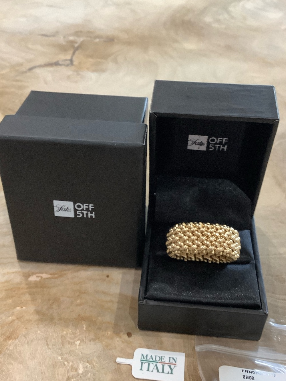 Saks Fifth Avenue Black Label Gold Woven Statement Ring